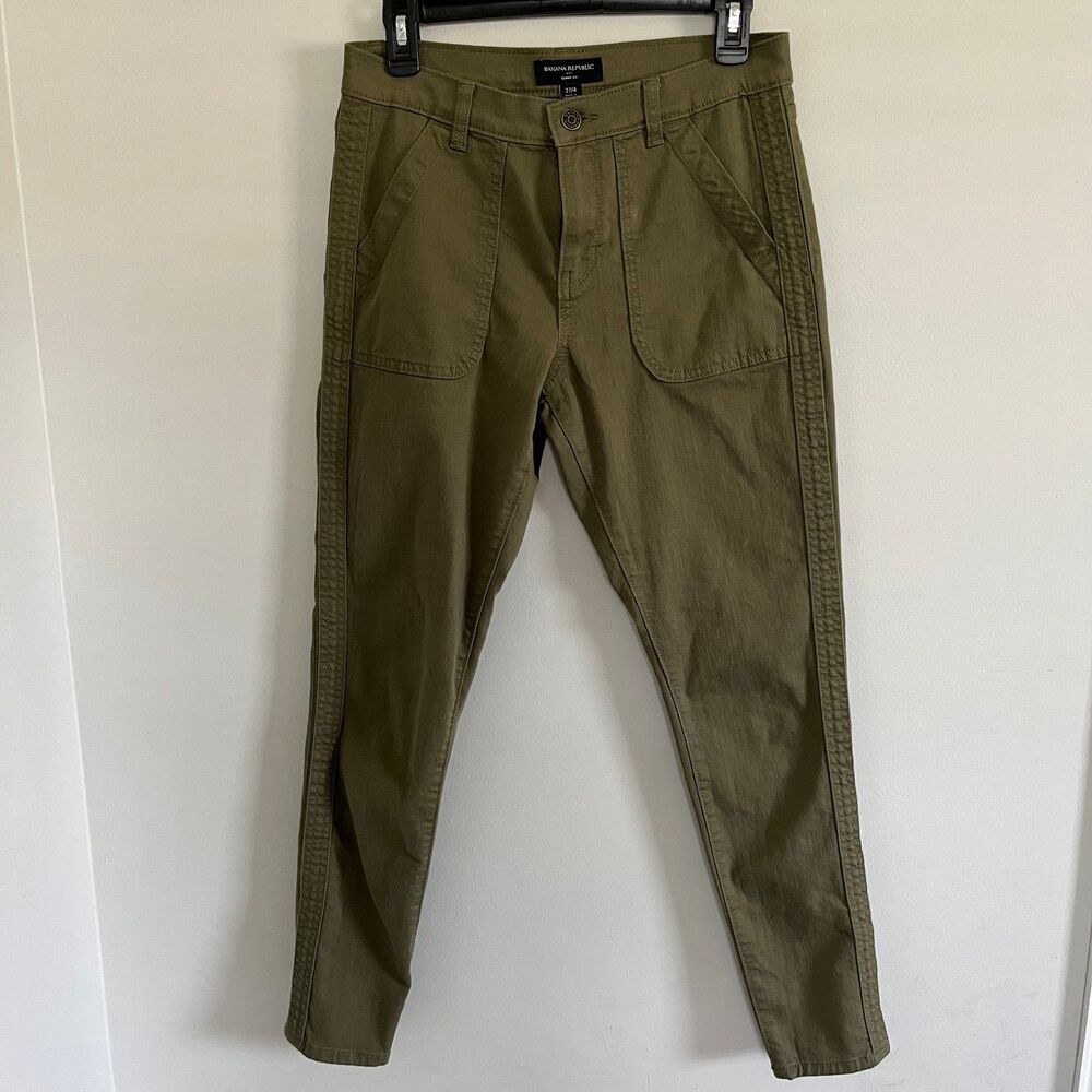 Banana Republic Womens Pants Green Skinny Utility mid rise stretch sz 4 27
